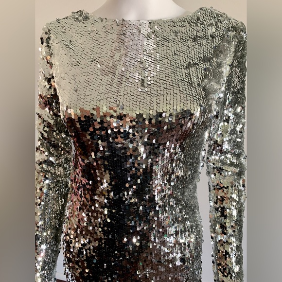 NWOT Marciano Platinum Sequin Dress - Picture 7 of 11